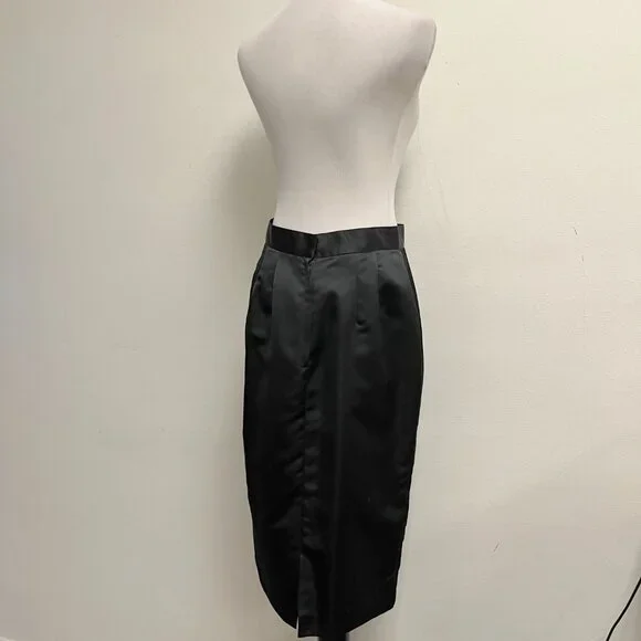 Black Tie satin straight pencile skirt NWT vintage 12 made in USA lined midi